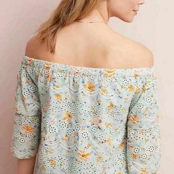 Anthropologie LAIA Embroidered Off Shoulder Top M - Picture 2 of 5